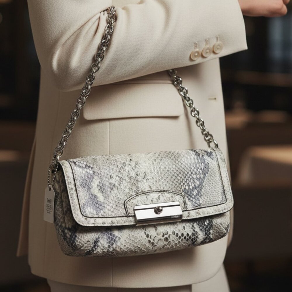 Coach Kristin Embossed Python Leather Wristlet -NWT